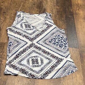 Maurices Geometric Print Tank Top - Blue and White
